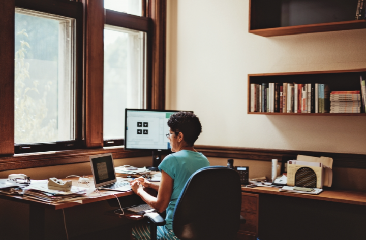 professor doing research at their desk